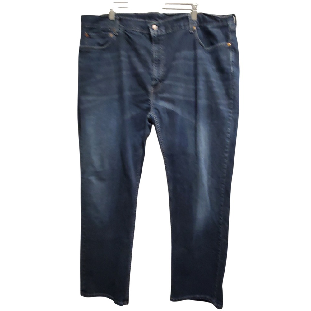 Levi‎ Strauss Co Mens Dark Wash Straight Leg Jeans W44 L32 Casual Denim